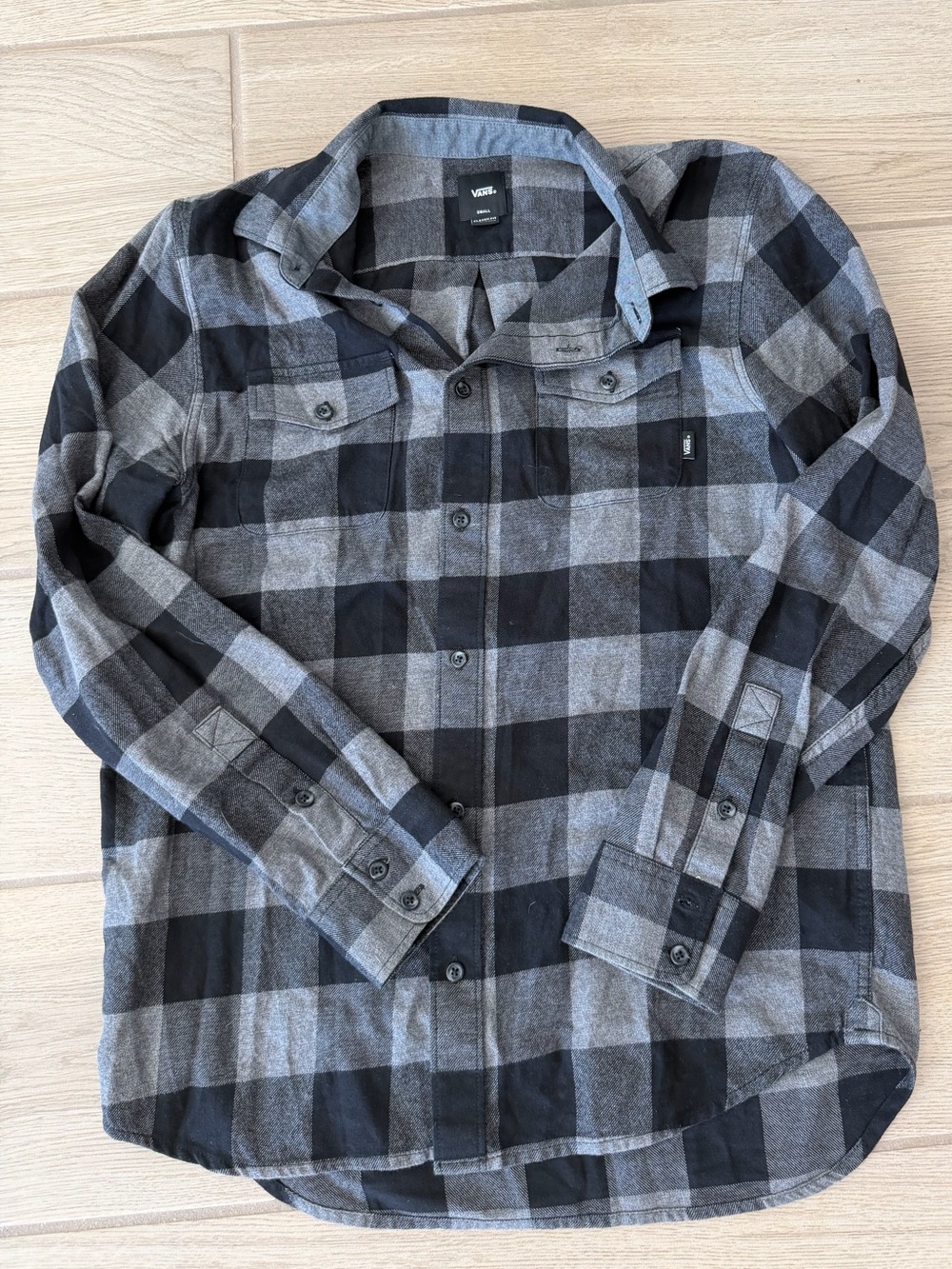 Vans Black and Gray Plaid Flannel Shirt